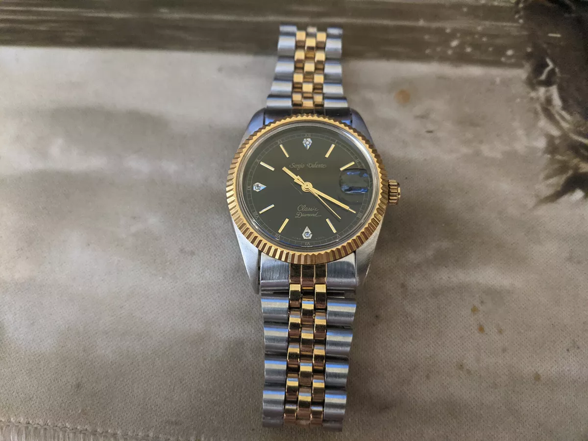 Vintage Gold Silver Sergio Valente Classic Diamond Watch eBay