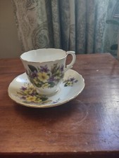 Fine Bone China Crown Staffordshire Floral Patterned Teacup and Saucer