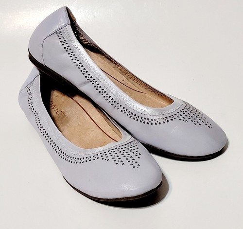 Vionic Whisper Lavender Gray Cut Out Leather SlipOn Ballet Flats Shoes Wms 8.5US - Picture 7 of 17