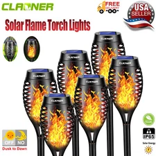 6Pack Flickering LED Solar Flame Tiki Torch Lights Outdoor Garden Yard Lawn Lamp