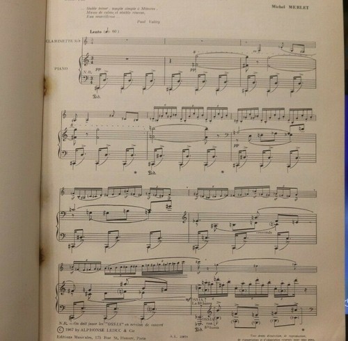 Clarinet & Piano Stabile by Michel Merlet New Out of Print - Picture 3 of 3