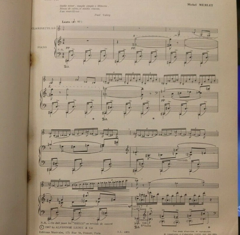 Clarinet & Piano Stabile by Michel Merlet New Out of Print - Image 3 of 3