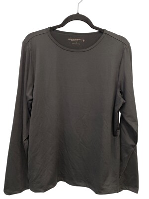 Susan Graver Crewneck Long Sleeve T Shirt Size Large Black Poly Blend Minimalist