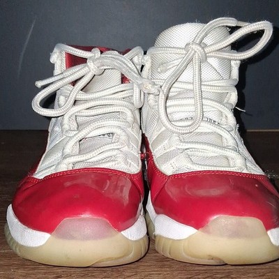 Jordan Air Jordan 11 Retro White Red Leather High Top Men's