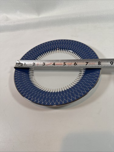 Williams Sonoma 8" Regal Salad Appetizer Plate Blue Silver White Portugal - Picture 10 of 13