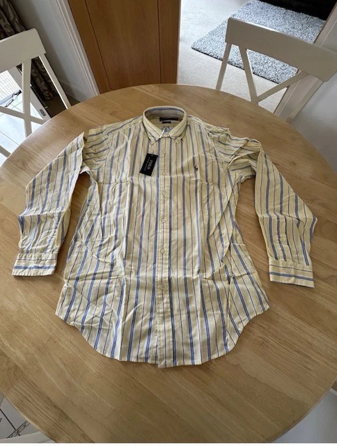 Polo Ralph Lauren Men's Yellow /Blue Striped Classic Size S Shirt BNWT rrp £139