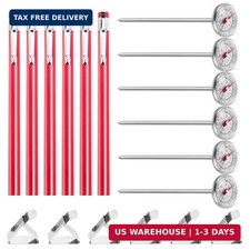 6 Pack Immediate Read Pocket Thermometer, 1" Dial, Stainless Steel Food Thermo
