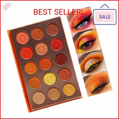 Afflano Red Orange Eyeshadow Palette Sunset 15 Color, Highly Pigmented Glam Fall