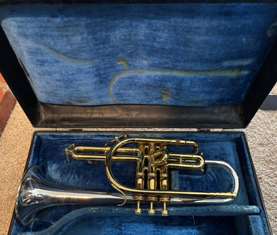 1958-59 King Silversonic Cornet Sterling Silver Bell w/Case & Mouthpiece NICE!