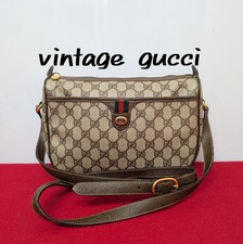 Borsa a tracolla Gucci 89 02 077 GG linea Sherry beige marrone pelle PVC dal Giappone