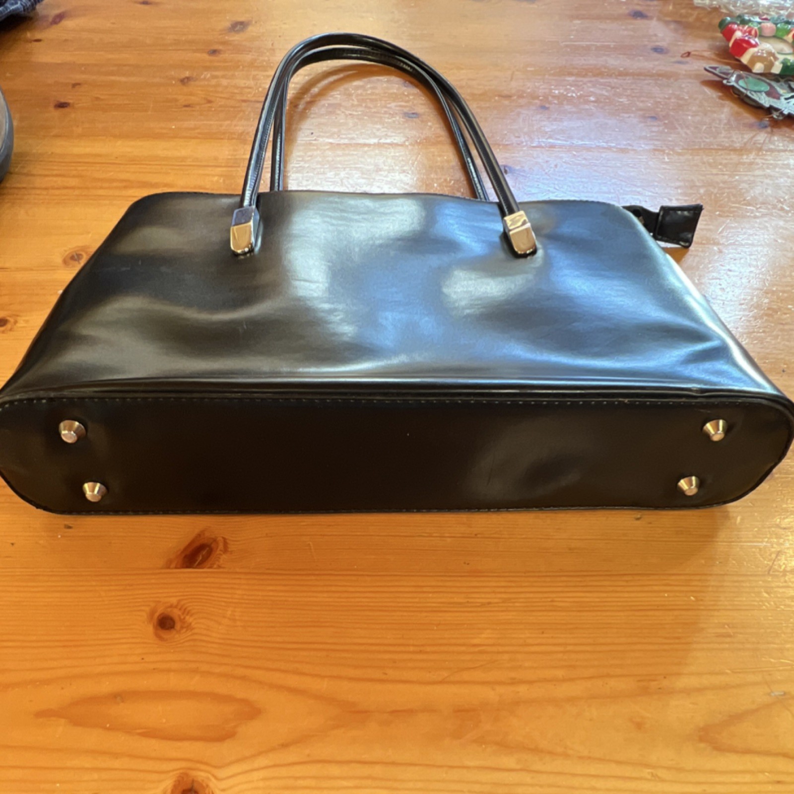 Black Structured Shoulder Bag Silver Hardware Dou… - image 3