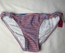 Medium 4-6 NEW Xhilaration Red White Blue Textured Side Hipster Knot Swim Bottom