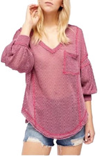 Free People We The Free Womens Hacci Sweater S Mauve Oversized Loose Knit Boho