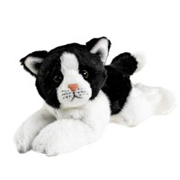 Kuscheltier Katze 30 Cm Liegend Schwarz-Weiß PlüSchtier PlüSchkatze Stofftier