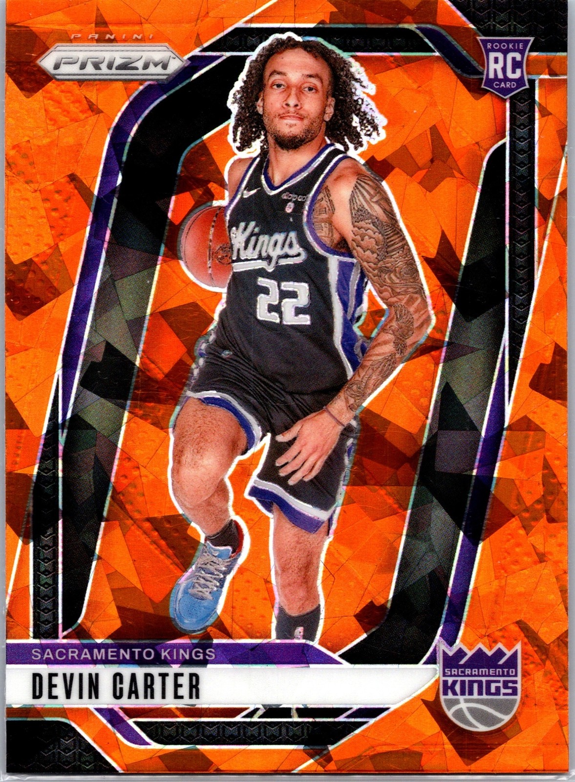 2024-25 Panini Prizm Devin Carter #231 Orange Ice RC Kings