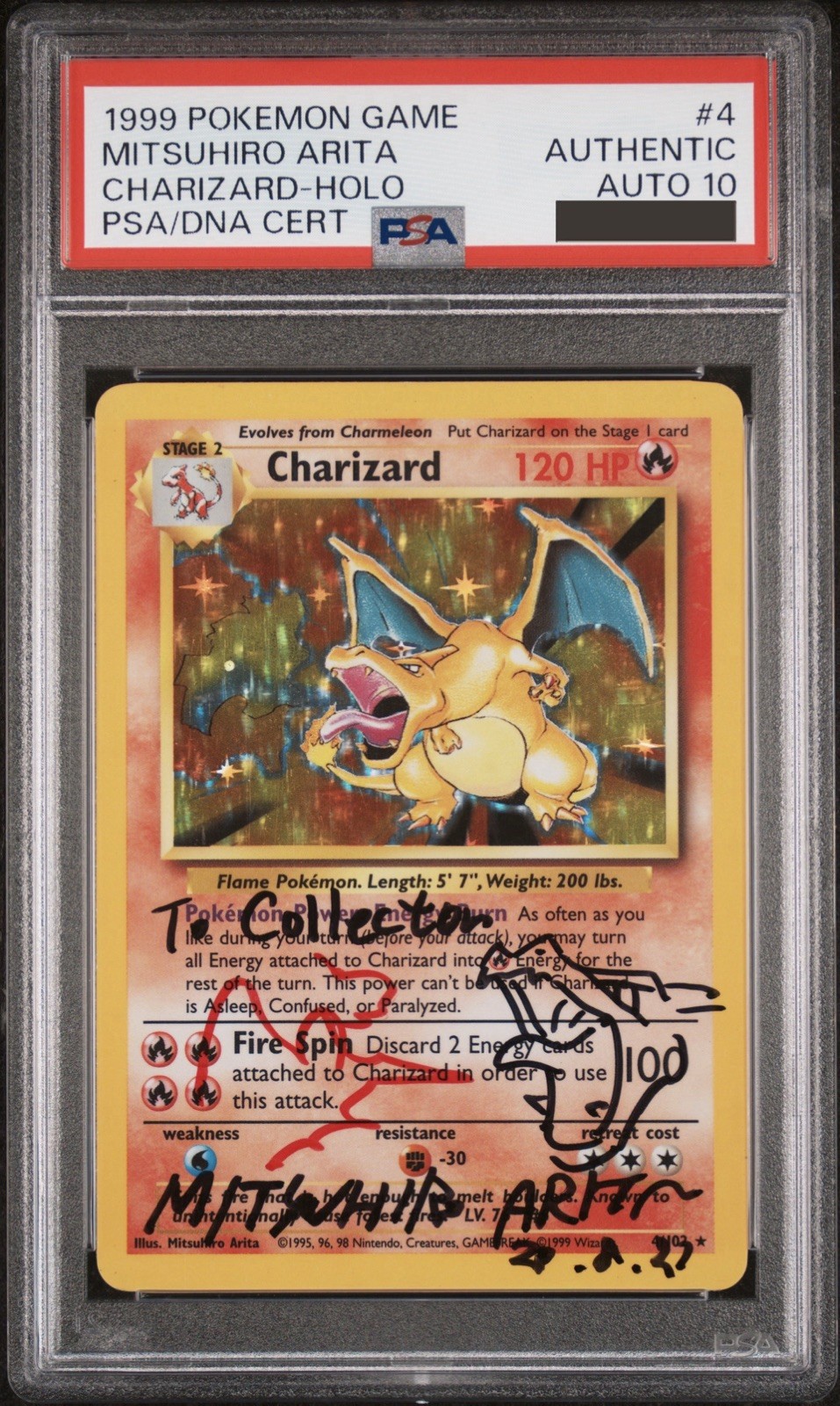 Base Set Charizard Mitsuhiro Arita Signed AUTO PSA 10 Pokémon 1999 English