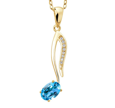 925 Gelbgold Versilbert Schweizer Blau Topas Und Moissanit Zierliche Anhänger