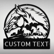 Custom Horses Metal Sign Perfect Wall Decor for Horse Lovers & Ranchers