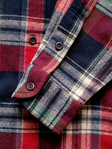 Pendleton Outdoorsman VTG Virgin Wool Shirt MED LONG Red Tartan Plaid USA - Picture 9 of 12