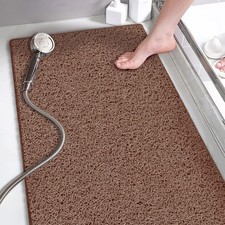 Non Slip PVC Shower Mat 15.7 36 Inch Quick Dry Loofah Bathroom Floor Grey