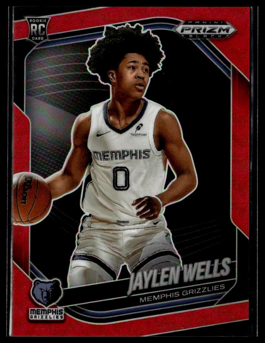 2024-25 Panini Prizm Black 34 Jaylen Wells Memphis Grizzlies RC Red 084/299