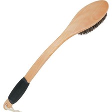 Horsehair Bath Brush Wooden Curved Long Handle Antiskid Shower Brush for