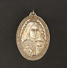 STERLING SILVER Saint Therese Catholic Medal Pendant Signed BLI 10.6g