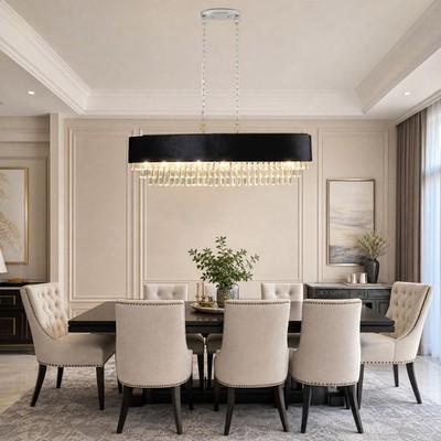 39 inch Gold Luxury Crystal Chandelier Modern 8 Light Pendant Kitchen Fixture