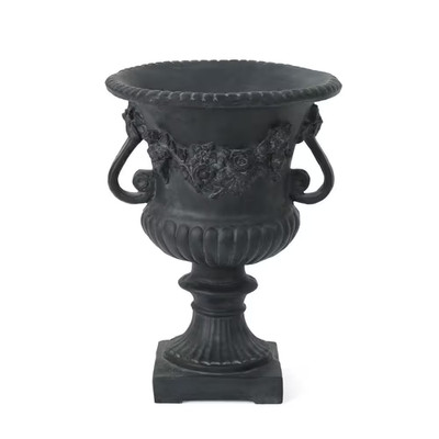 Isia 17.3 In. W X 24 In. H Antique Black Outdoor Lightweight Concrete Urn Plante