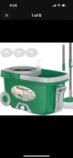 Dual Compartment Spin Mop and Bucket, Mop and Bucket with Wringer Set,360°Rot...