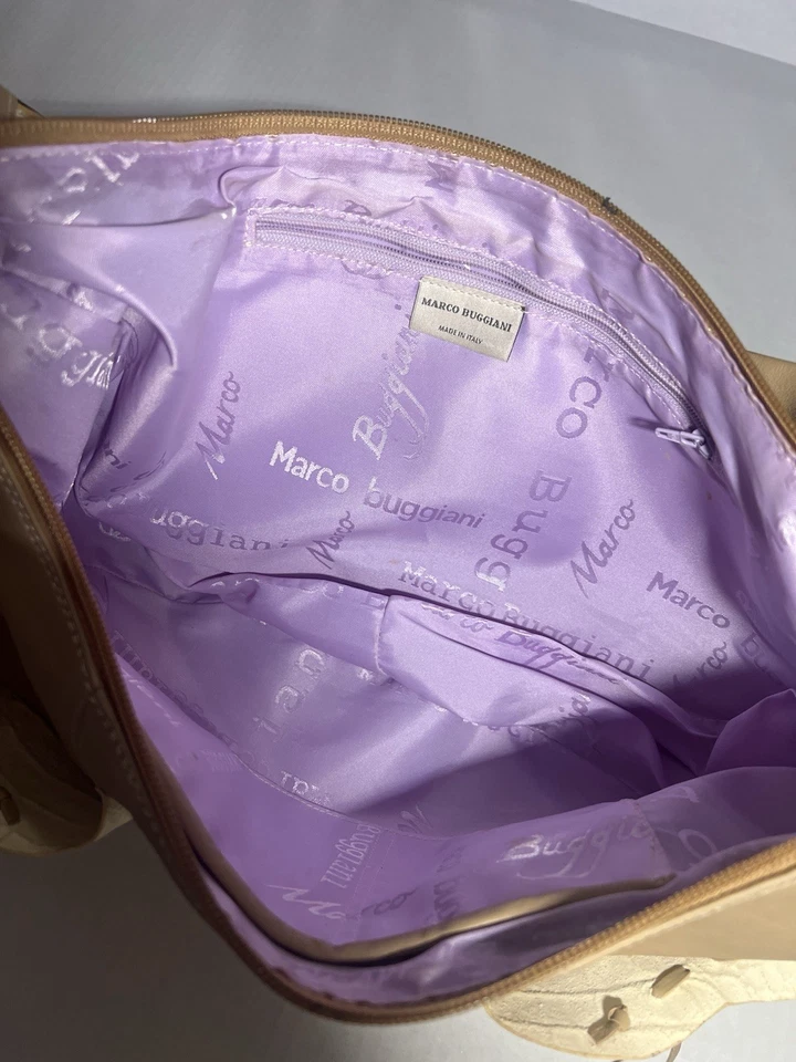 Bolso de Hombro Hobo Marco Buggiani Hecho en Italia Cuero Tostado Cocodrilo Repujado Foto 3 de 4