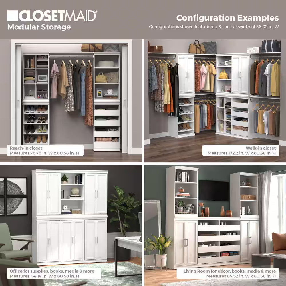 21.39 In. W White Modular Storage Stackable Unit with 4-Drawers Wood Closet Syst