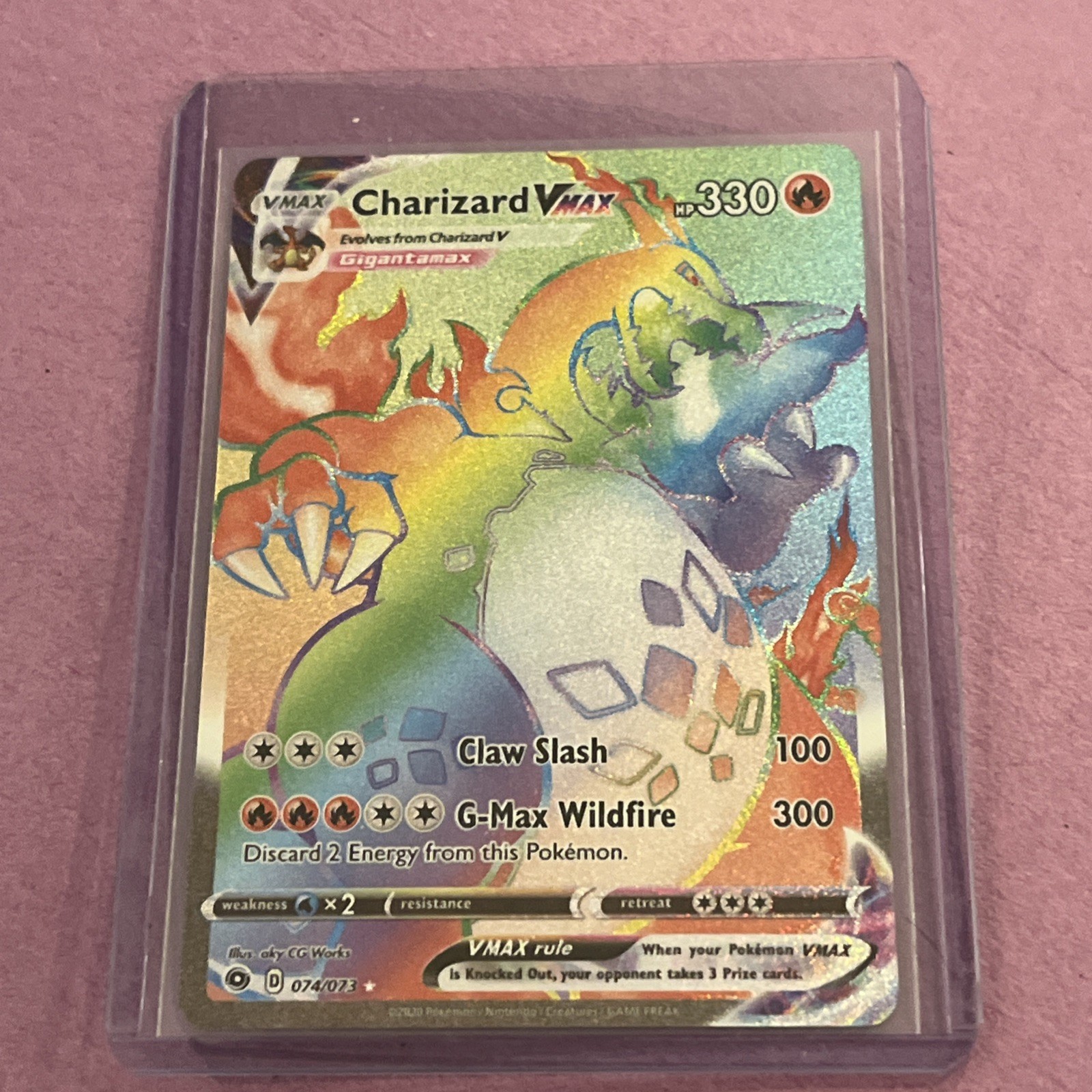 Pokémon TCG: Charizard VMAX Rainbow Champion's Path 074/073 Holo Secret Rare NM