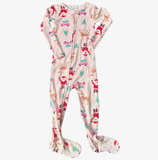 Carter s Girls 4T Christmas Fleece Footed Pajamas Santa Reindeer NWOT