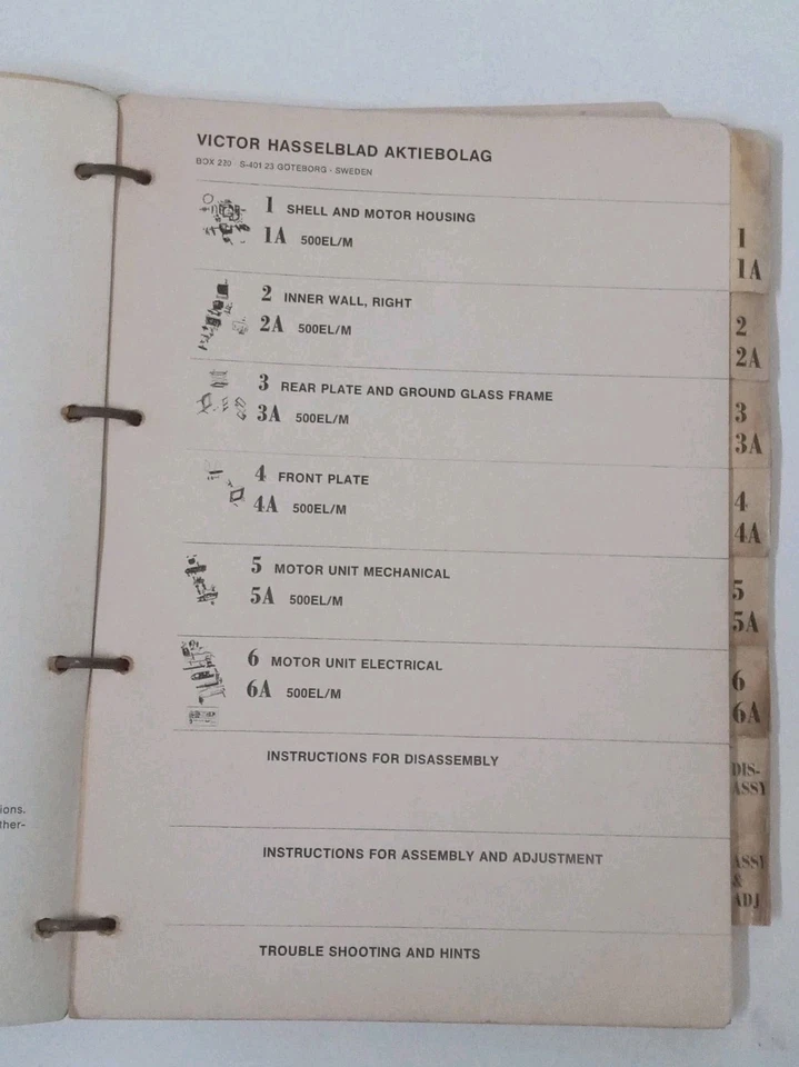 Rare Hasselblad 500 EL Incomplete Service / Repair Manual For Technicians - Image 2 of 4