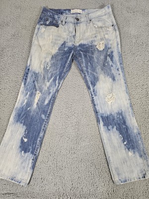 Ecko Untld Jeans 36x30 Acid Wash Bleach Stain Distressed Hip Hop Street 