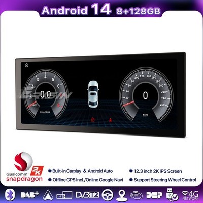 12,3'' Qualcomm 8-Kern Android 14 Navi DAB+ Autoradio CarPlay Canbus MMI Audi Q5