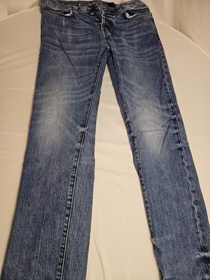 H&M &Denim Straight Regular Jeans Men's 32x32 Faded Blue Button Fly Denim Pants