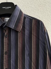 Cufflink YSL Shirt Cotton L Size Yves Saint Laurent Button Up w/ Logo Vintage