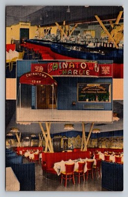 Postcard New York NY c. 1945 Chinatown Charlie Restaurant Multiview Interiors