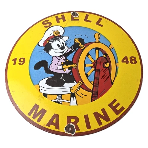 Vintage Shell Gasoline Sign - Felix Gas Pump Service Automobile Motor Oil Sign