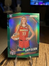 Lucy Olsen 2025 Panini Prizm WNBA Green Prizm Rookie Card #145 RC SP Mystics