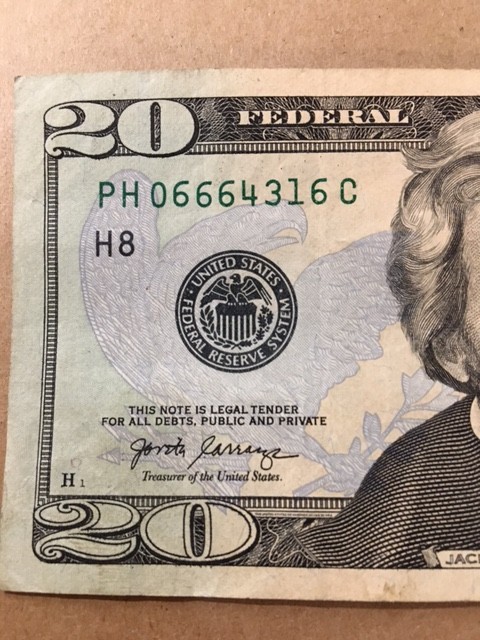 Twenty Dollar Bill  $20.00 PH06664316C Lucky Devil "666" Fancy # 86.4% sb1-39