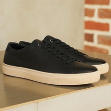 Good Man Brand Sneakers Mens 11.5 Black Leather Edge Lo Top Vachetta Italy New
