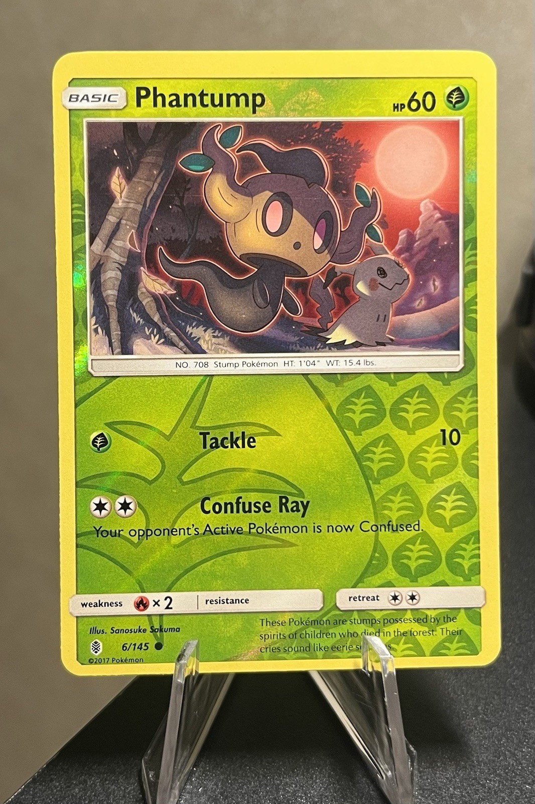 Pokémon Card Phantump 6/145 Reverse Holo | Sun & Moon Guardians Rising | M/NM