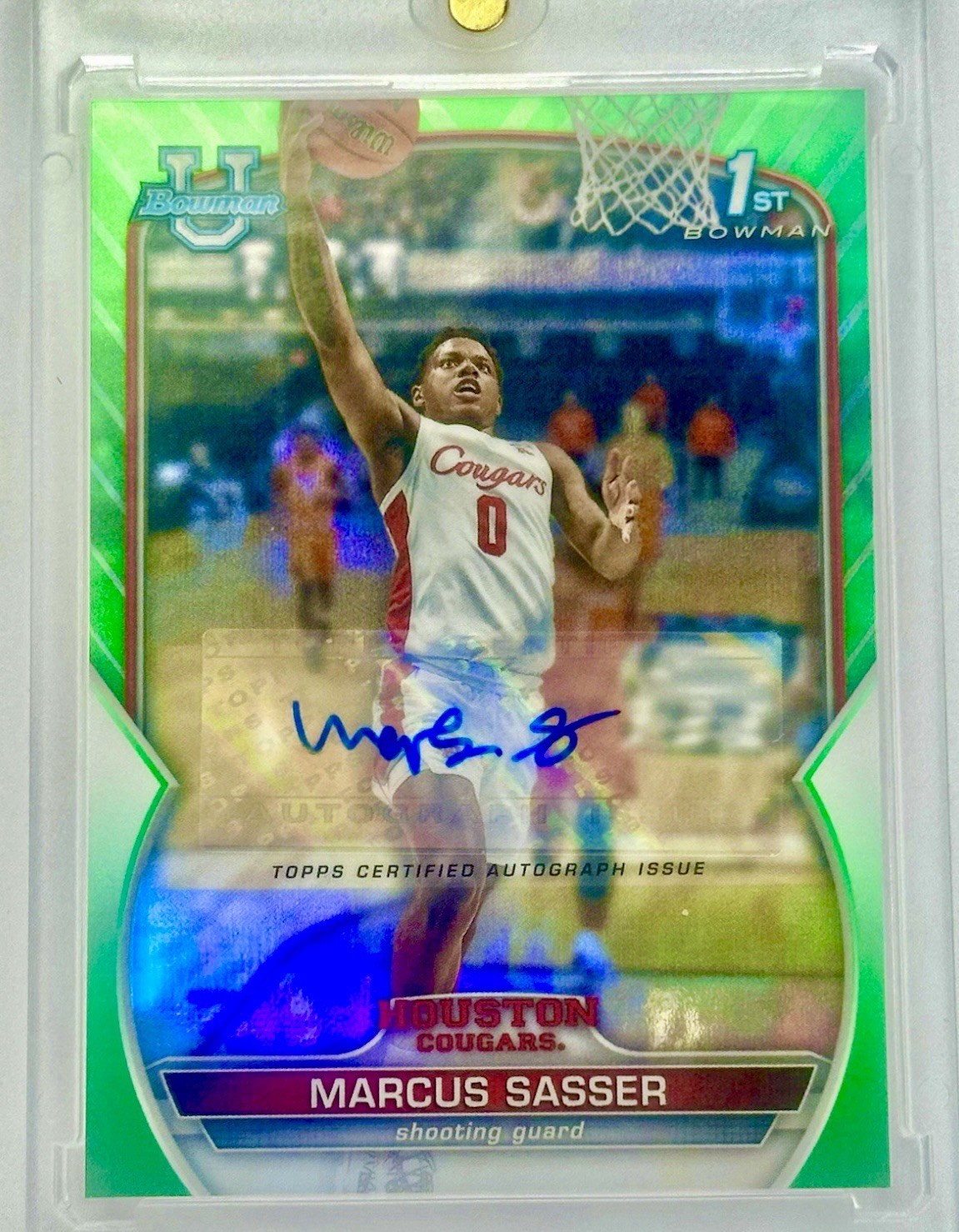 2022 Bowman Chrome U Green Refractor 1st Bowman Auto #93 Marcus Sasser RC /99