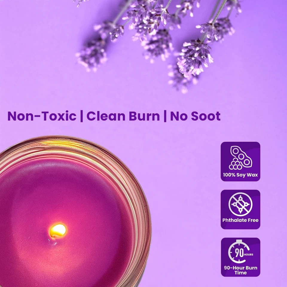 FPN Velas Eliminadoras de Olores Frascos Perfumado Cera de Soja Vela Lavanda Aroma 2 Piezas Foto 3 de 4