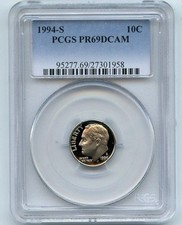 1994 S 10C Roosevelt Dime Proof PCGS PR69DCAM