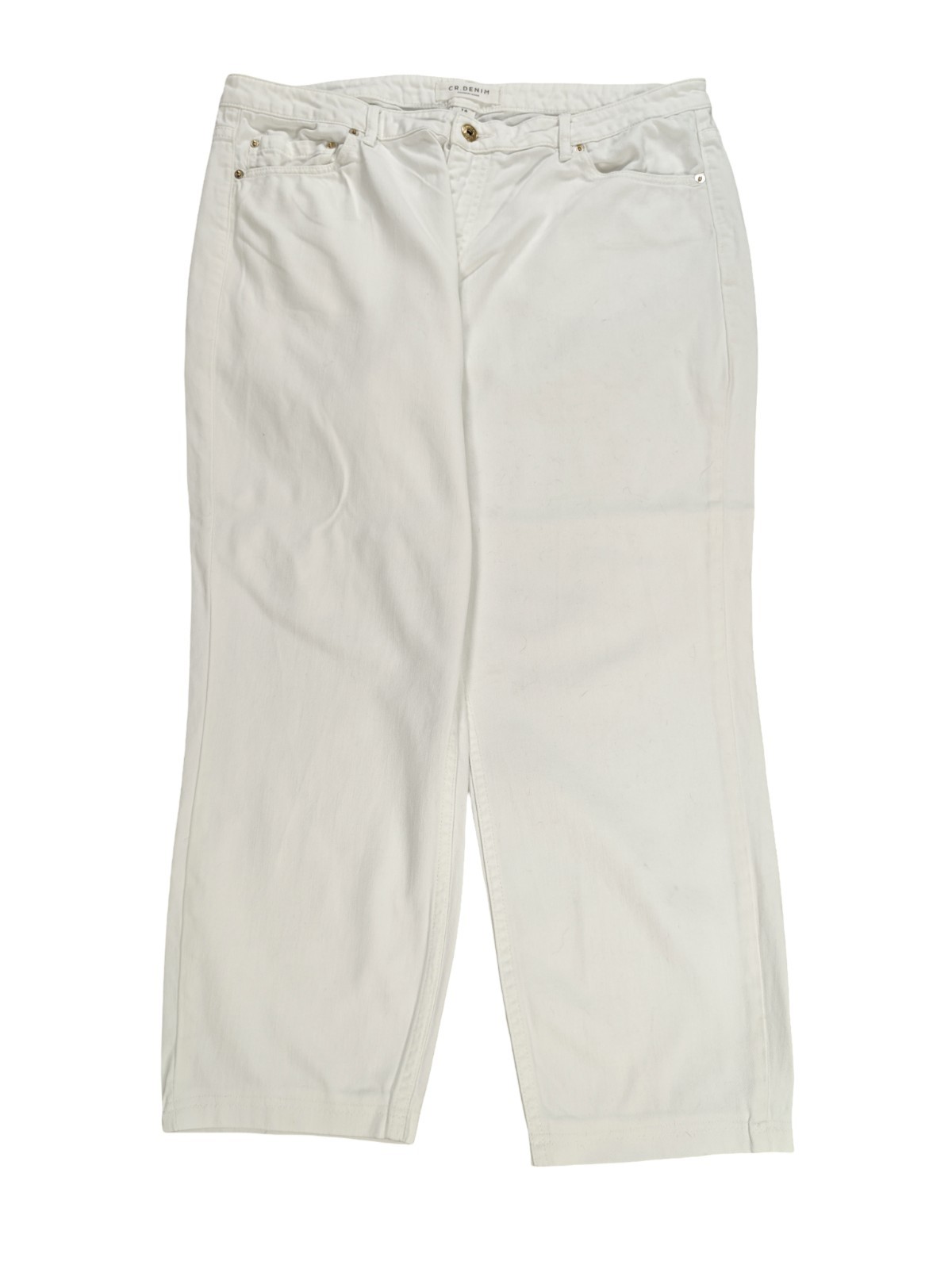 Country Road CR Denim Straight Cropped Jeans Women's Size 16 White Stretch High