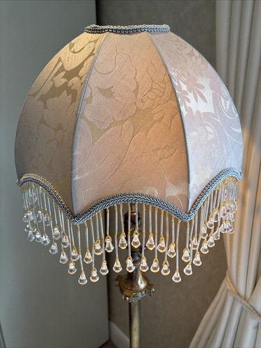 Traditional Victorian Traditional Grey Gold Silver Grey SilkLampshade 14IN 36CM. - Picture 12 of 12